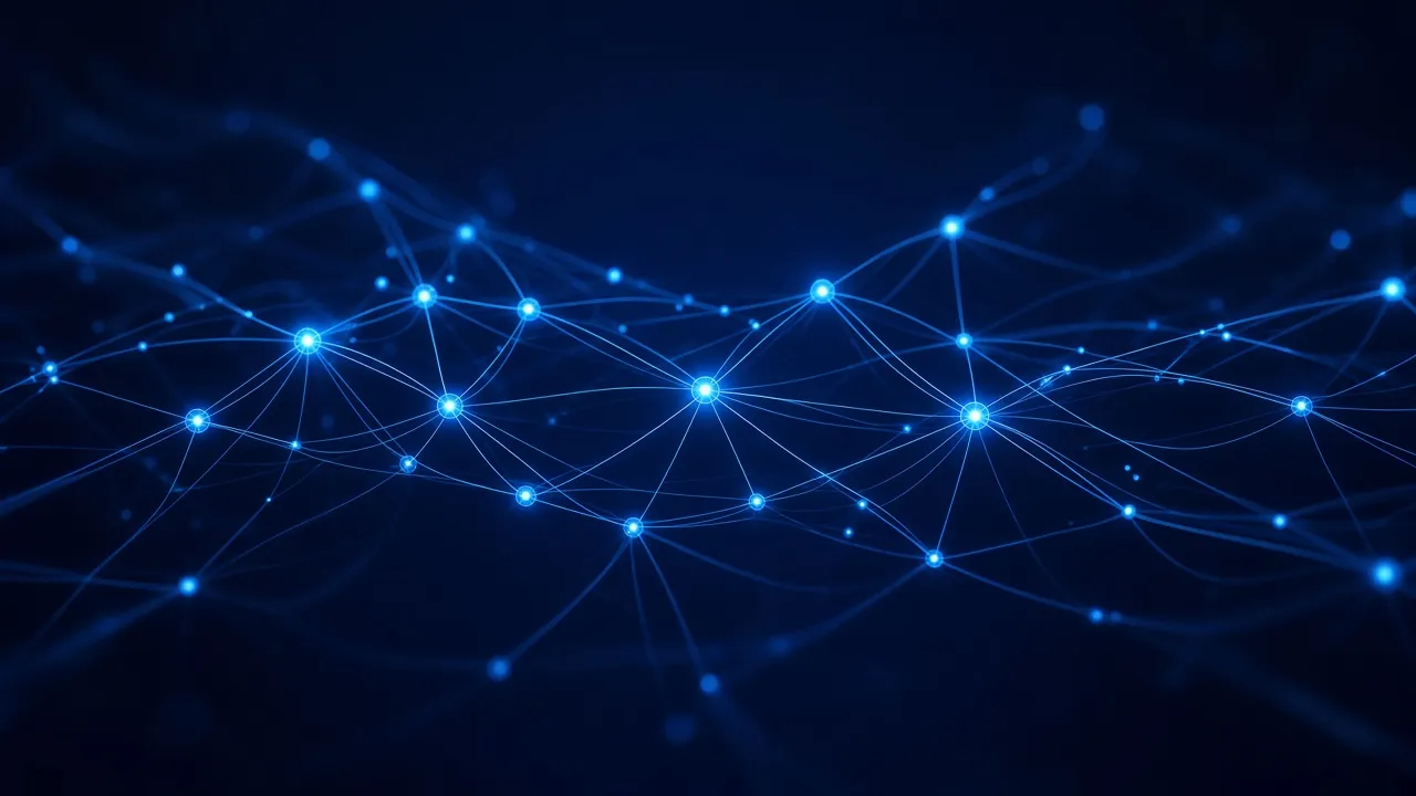 Elegant blue neural network on a dark background